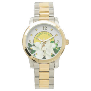 Magnolia Bloom Elegant Two-Toned Women's Watch