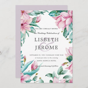 Magnolia Bloom   Floral Botanical Wedding Invitation