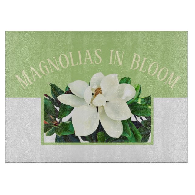 Magnolia Bloom | Green Cutting Board (Front)