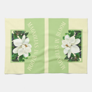 Magnolia Bloom Green & Yellow Kitchen Towel