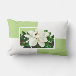Magnolia Bloom Green & Yellow Reversible Lumbar Pillow