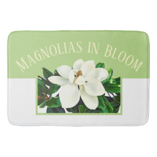 Magnolia Bloom Large Green Bath Mat