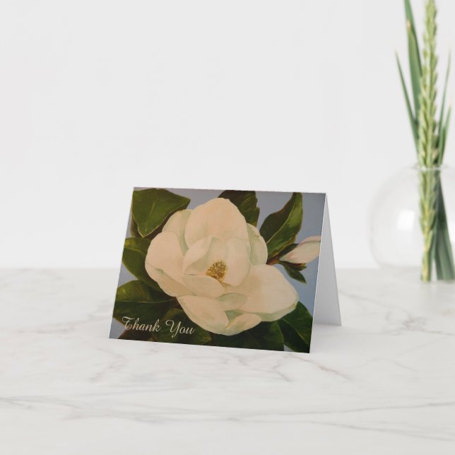 Magnolia Bloom Letterpress Thank You Card (Front)