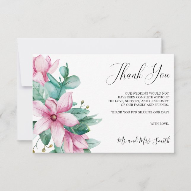 Magnolia Bloom | Rustic Floral Wedding Thank you Card (Front)