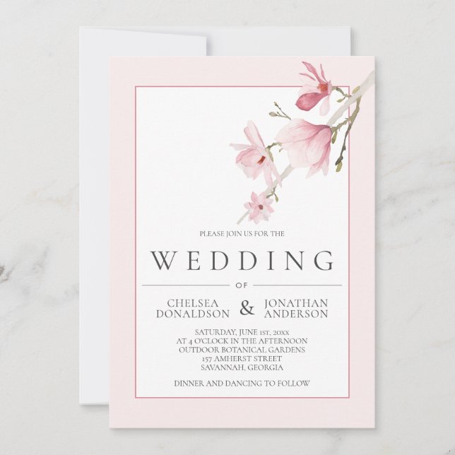 Magnolia Bloom Wedding Invitations (Front)