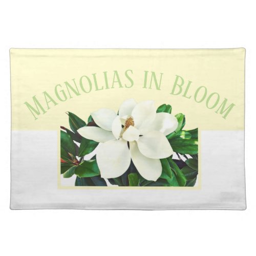 Magnolia Bloom  Yellow  White Cloth Placemat