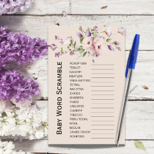 Magnolia Blooms Baby Shower Word Scramble Game