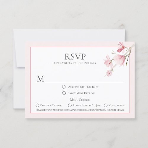 Magnolia Blooms Menu Choice RSVP Cards