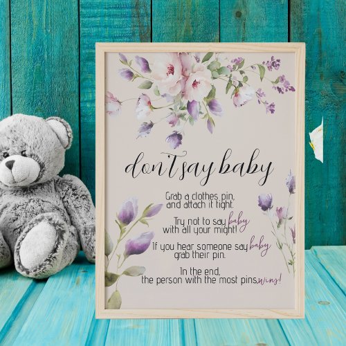 Magnolia Blooms Shhhh Dont Say Baby Shower Game  Poster