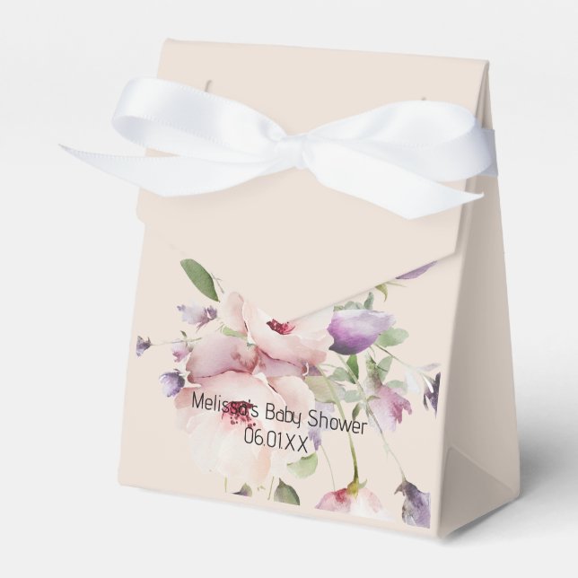 Magnolia Blooms Tent Ribbon Paper Favor Box (Front Side)
