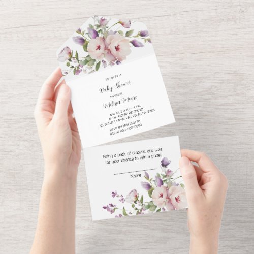 Magnolia Blooms Theme All In One Invitation