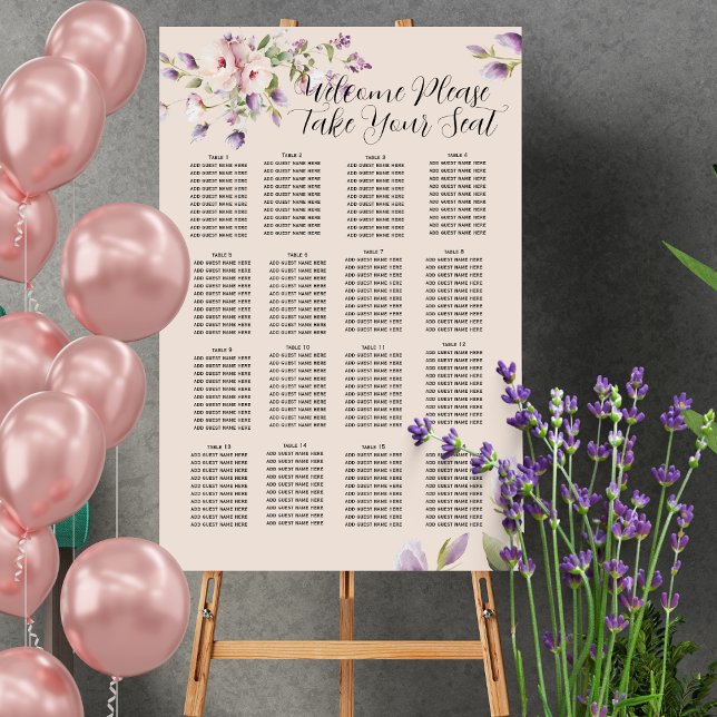 Magnolia blooms theme seating chart  foam board (Creator Uploaded)