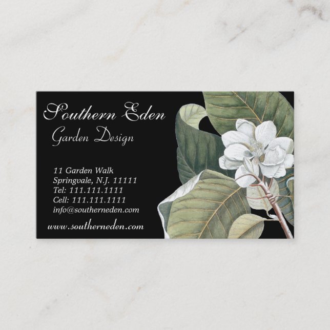 Magnolia Blossom Business Card - Garden Designer (Front)