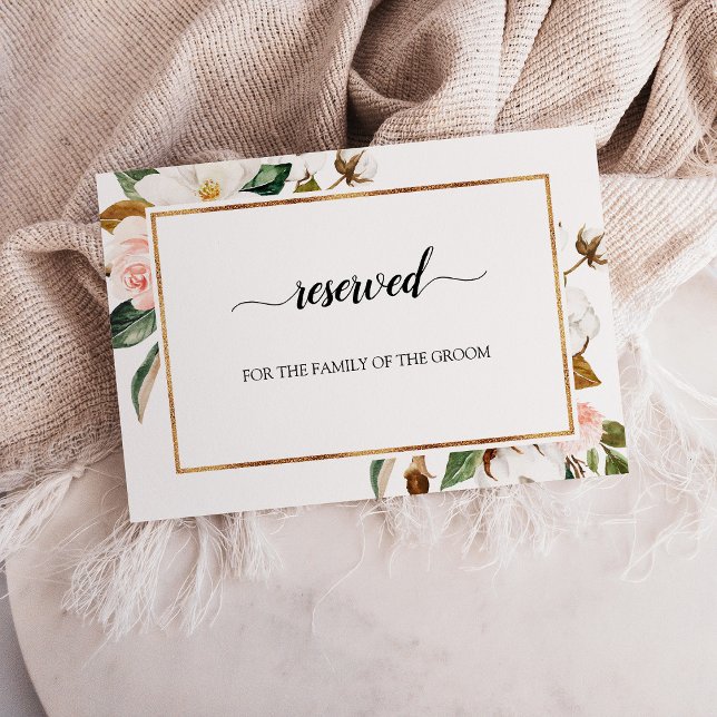 Magnolia Blossom Floral Wedding Reserved Sign Invitation (Magnolia Blossom Floral Wedding Reserved Sign Invitation)