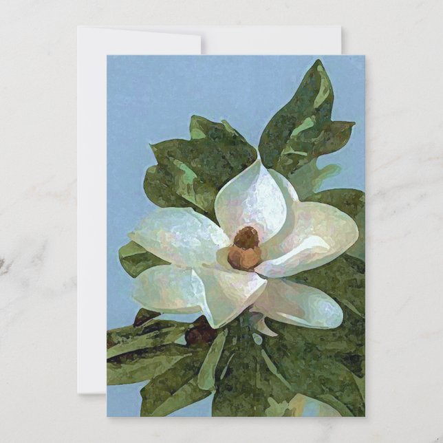 Magnolia Blossom Flower Invitation (Front)