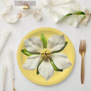 Magnolia Blossom Flower Spring Summer Wedding Paper Plates