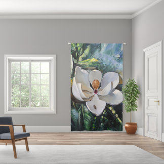 Magnolia Blossom Oil Painting of Nature’s Harmony Blackout Curtains