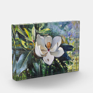Magnolia Blossom Oil Painting of Nature’s Harmony Photo Block