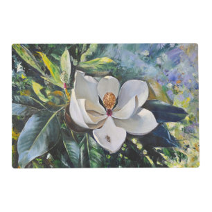 Magnolia Blossom Oil Painting of Nature’s Harmony Placemat