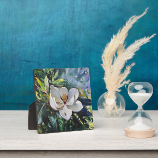 Magnolia Blossom Oil Painting of Nature’s Harmony Plaque