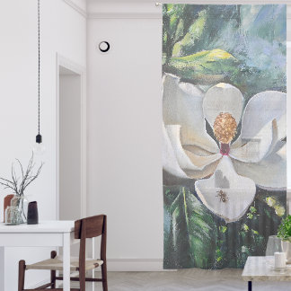 Magnolia Blossom Oil Painting of Nature’s Harmony Sheer Curtains