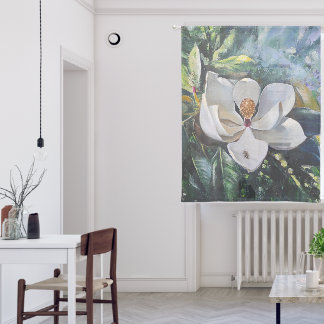 Magnolia Blossom Oil Painting of Nature’s Harmony Sheer Curtains
