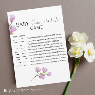 Magnolia Blossom Over or Under Baby Shower Game Note Card