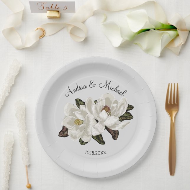 Magnolia blossom paper plates (Wedding)