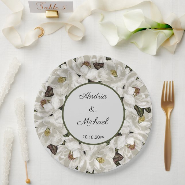 Magnolia blossom paper plates (Wedding)
