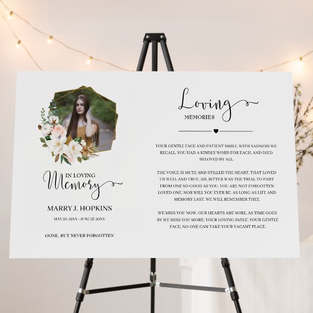 Magnolia Blossom Photo Funeral Memorial Foam Board (In Situ (Stand))