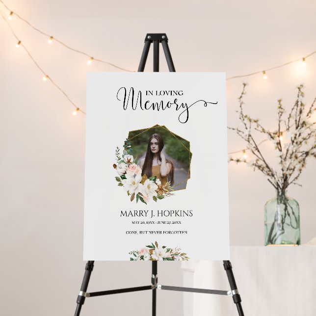 Magnolia Blossom Photo Sympathy Funeral Memorial Foam Board (In Situ (Stand))
