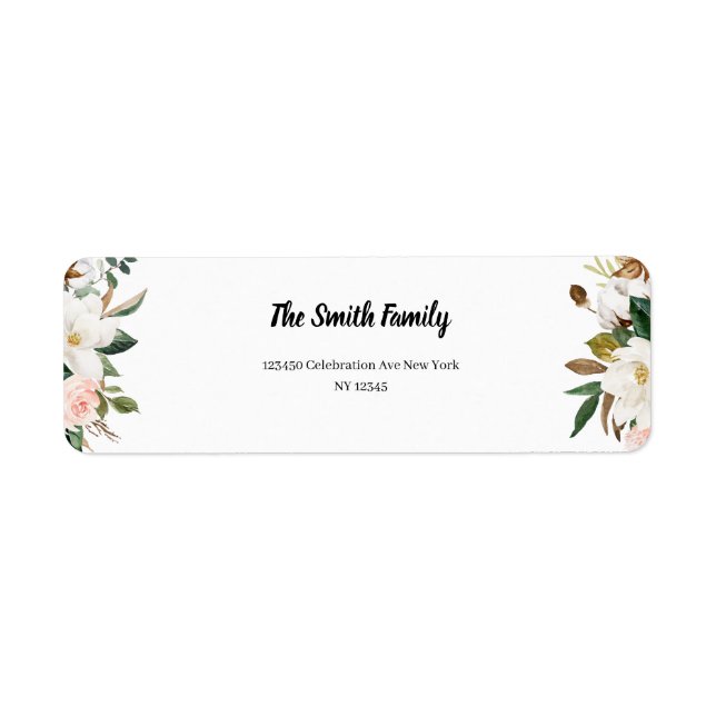 Magnolia Blossom Wedding Return Address Label (Front)