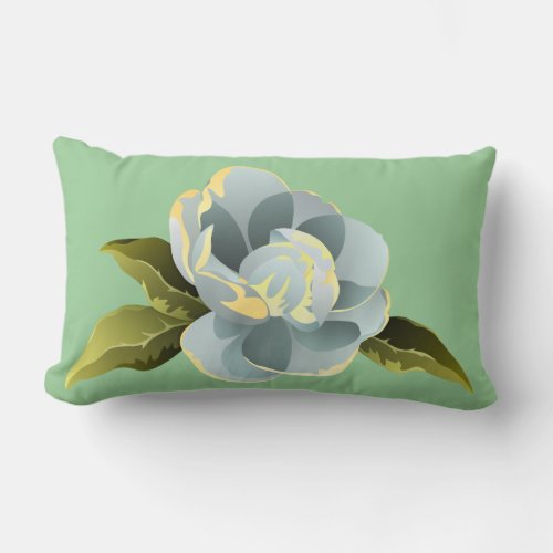 Magnolia Blossom with Leaves Lumbar Pillow