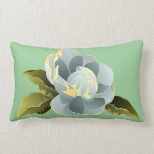 Magnolia Blossom with Leaves Lumbar Pillow