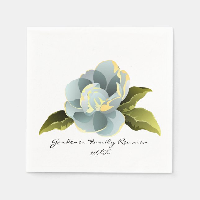 Magnolia Blossom with Leaves Napkins (Front)