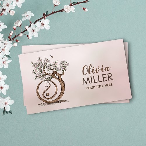 Magnolia Blossom Yin Yang Tree Business Card