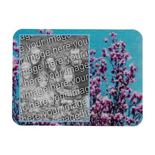 Magnolia Blossoms Blue Sky Painting Add Your Photo Magnet
