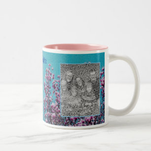 Magnolia Blossoms Blue Sky Painting Add Your Photo Two-Tone Coffee Mug