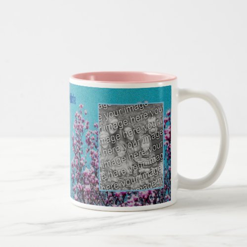 Magnolia Blossoms Blue Sky Painting Add Your Photo Two_Tone Coffee Mug