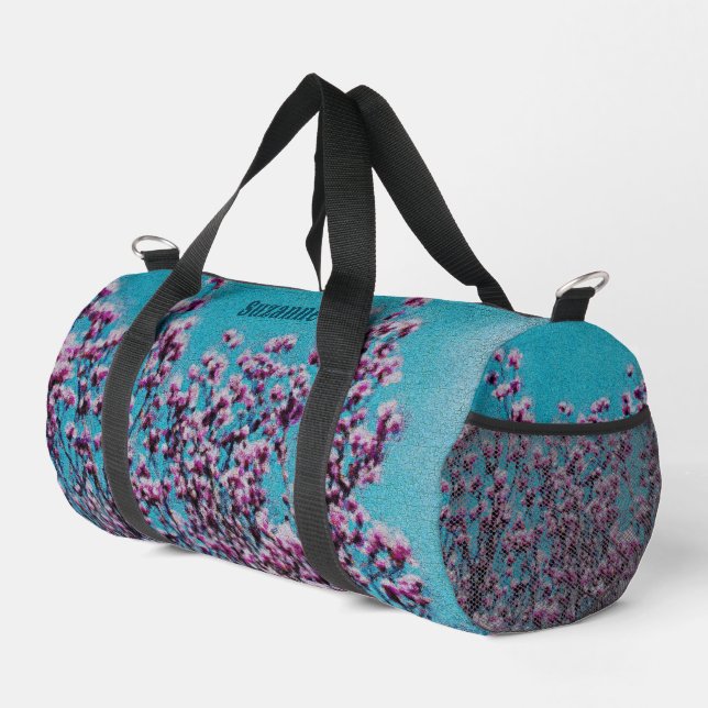  Magnolia Blossoms Blue Sky Painting Personalized Duffle Bag (Right Corner)