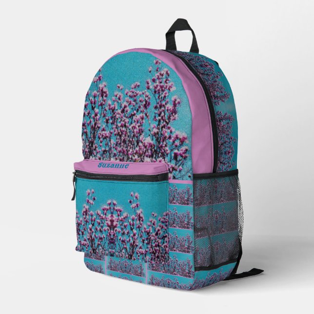  Magnolia Blossoms Blue Sky Painting Personalized Printed Backpack (Back Corner Right)