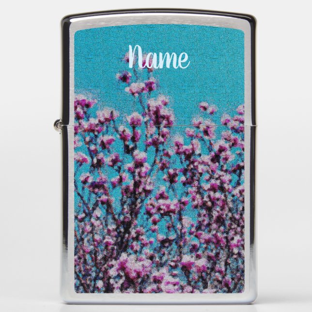 Magnolia Blossoms Blue Sky Painting Personalized Zippo Lighter (Front)