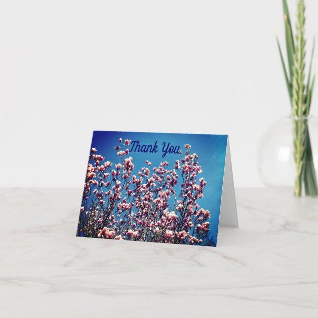 Magnolia Blossoms Blue Sky Thank You Card (Front)