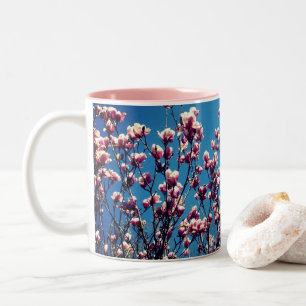 Magnolia Blossoms Blue Sky Two-Tone Coffee Mug