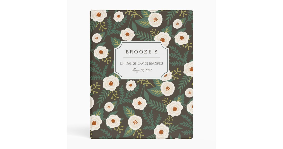 Magnolia Blossoms Bridal Shower Recipe Mini Binder | Zazzle
