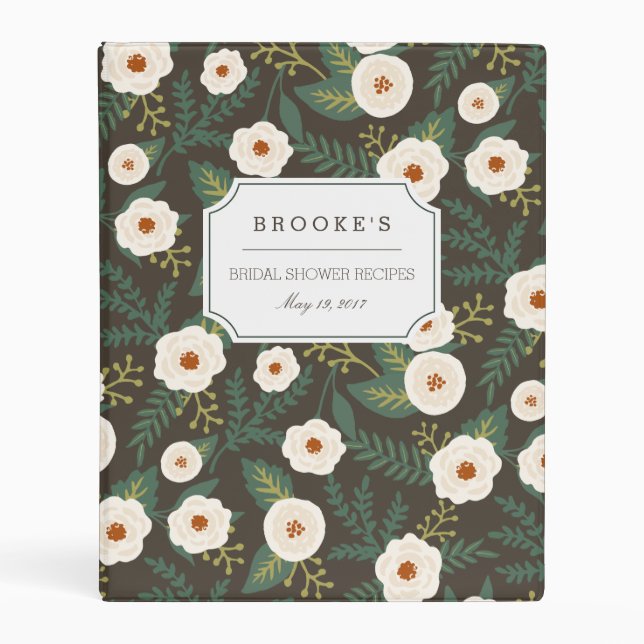 Magnolia Blossoms Bridal Shower Recipe Mini Binder (Front)