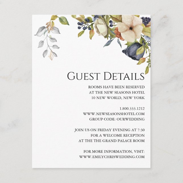 Magnolia Blossoms | Elegant Violet Floral Greenery Enclosure Card (Front)