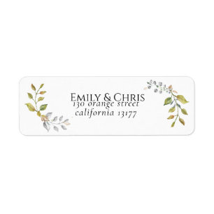 Magnolia Blossoms Elegant Violet Floral Greenery Label
