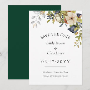 Magnolia Blossoms Elegant Violet Floral Greenery Save The Date