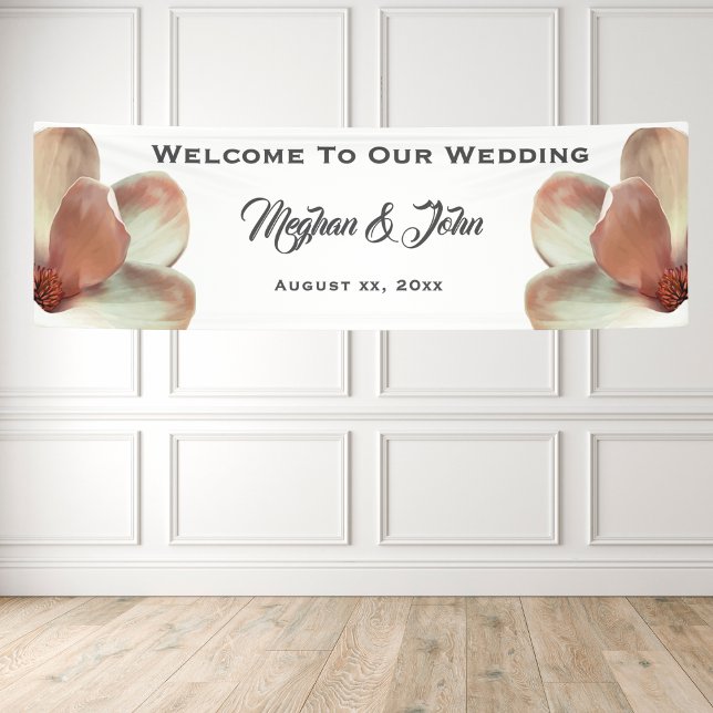 Magnolia Blush Pink Wedding Banner 2.5' x 8' (Magnolia Blush Pink Wedding Banner 2.5' x 8')